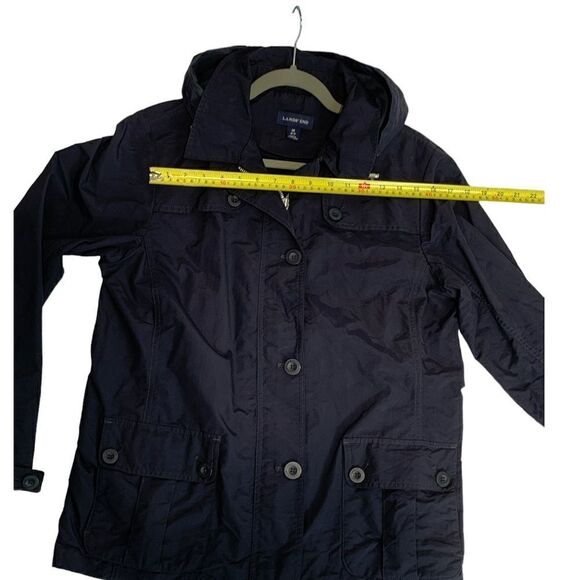 Lands End Navy Womens Hooded Raincoat - Picture 9 of 10